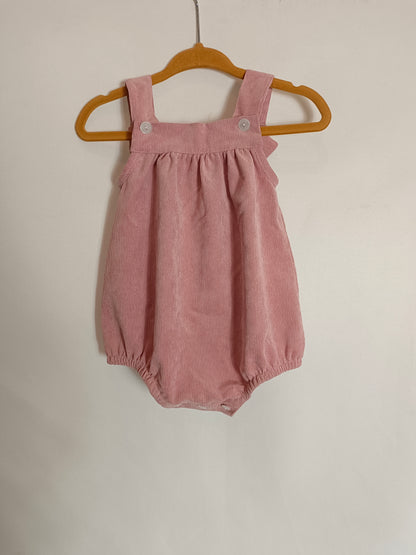 MH. Pink corduroy romper S. 6-9 months
