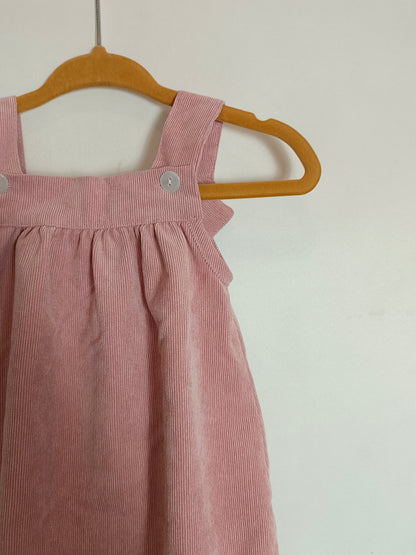 MH. Pink corduroy romper S. 6-9 months