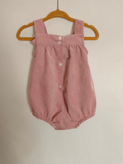 MH. Pink corduroy romper S. 6-9 months