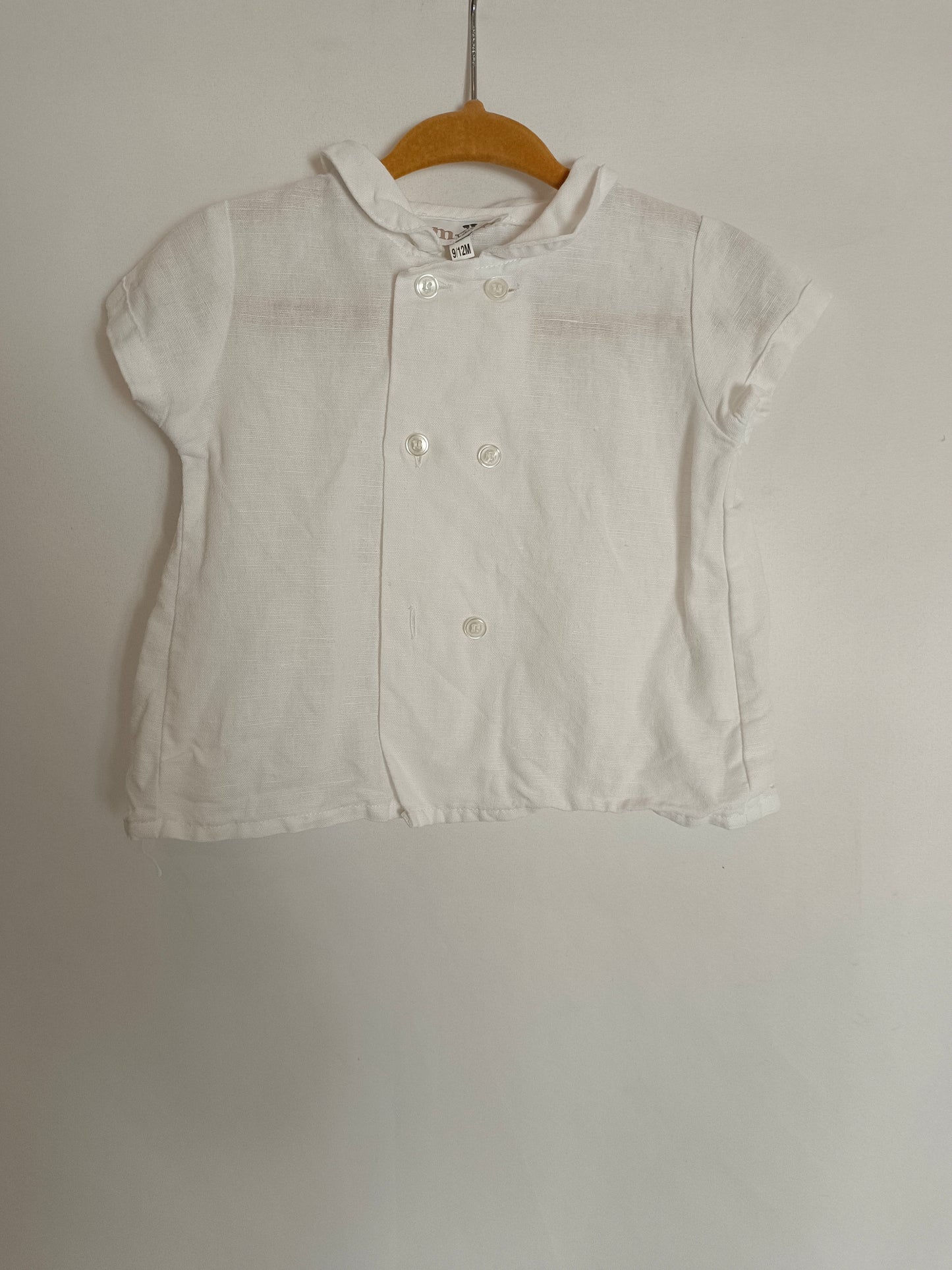 MH. White double-breasted shirt S.9-12 months