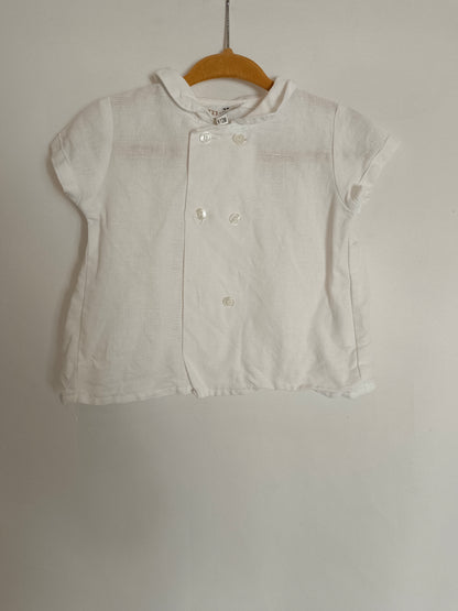 MH. White double-breasted shirt S.9-12 months
