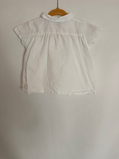 MH. White double-breasted shirt S.9-12 months