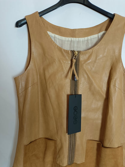 GOES. Vestido camel piel T.38