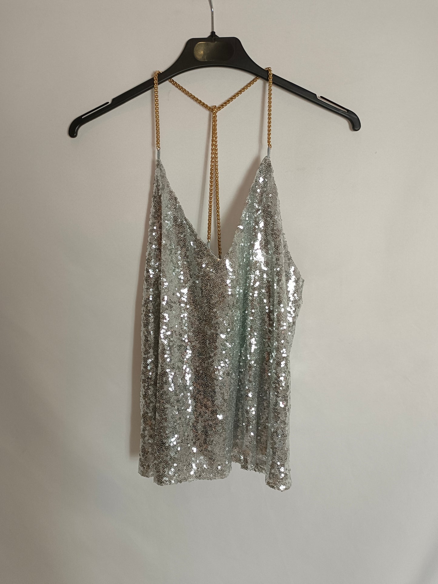 MAY. Top lentejuelas plateado T.m/l