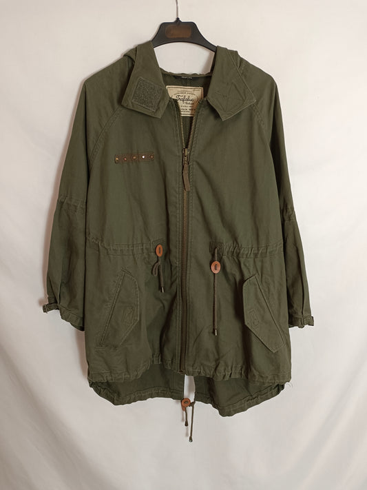 ZARA. Green zip-up parka size m'