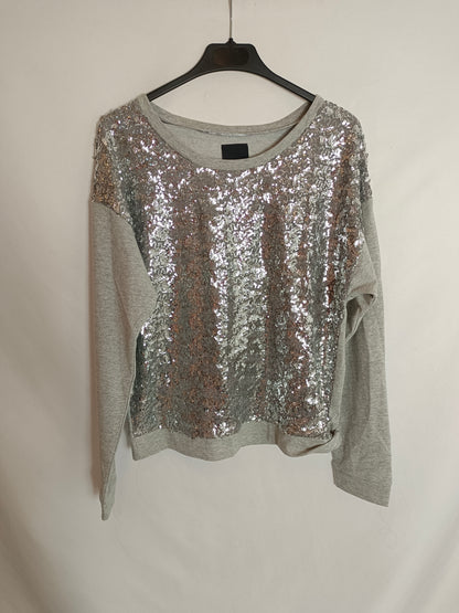 ICHI. Grey sequin sweatshirt Ts