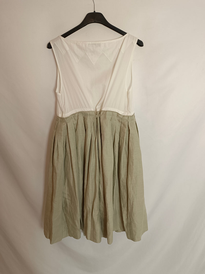 SEE BY CHLOÉ. Vestido lino bicolor T.42(S)