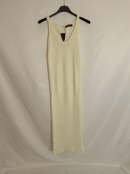 ZARA. Vestido blanco canalé T.m