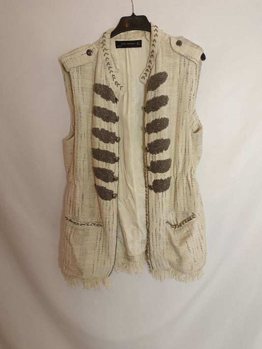 ZARA. Beaded tweed vest Tm(tara)