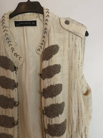 ZARA. Beaded tweed vest Tm(tara)