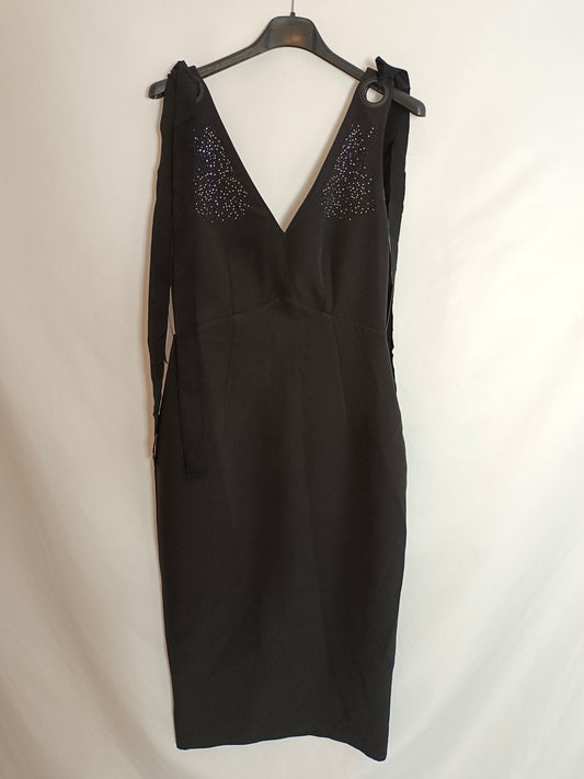ZARA. Black midi dress with studs