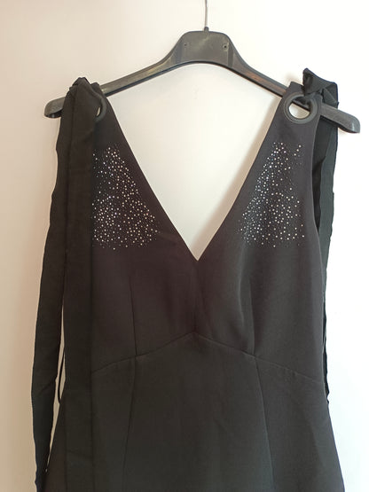 ZARA. Vestido negro midi tachuelas  T.s