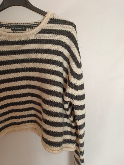 ZARA. Jersey cortito rayas T.L (M)