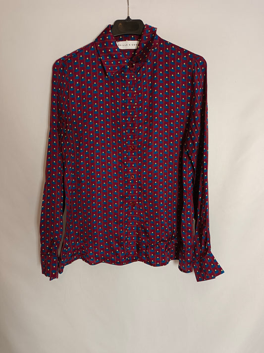 SKILLS&amp;GENES. Burgundy printed blouse T.40