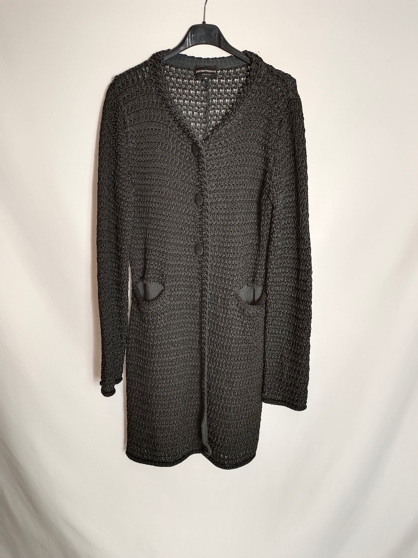 EMPORIO ARMANI. Cárdigan negro punto T.44