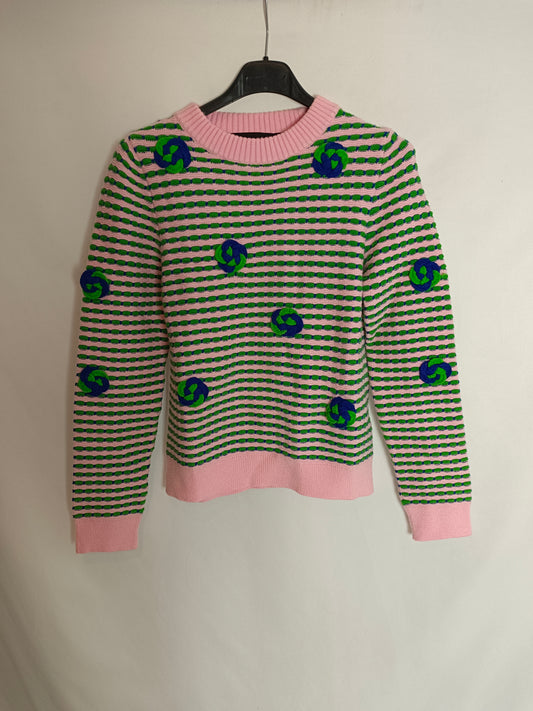 UTERQÜE. Jersey rosa y verde T.s