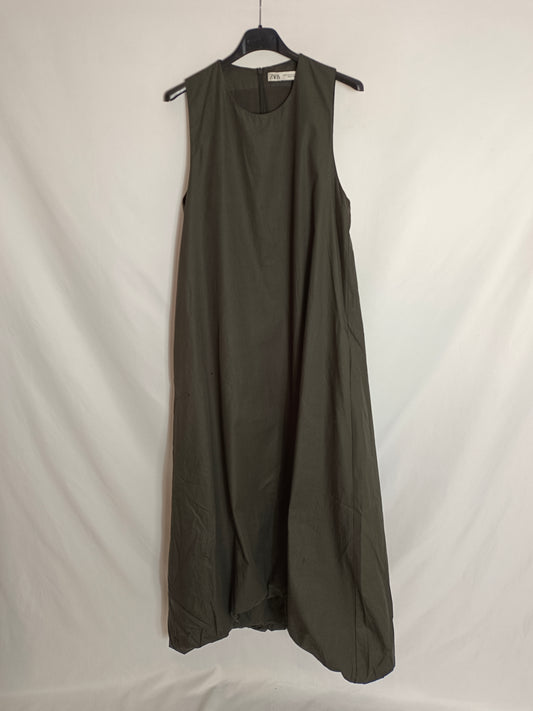 ZARA. Vestido marrón largo T.xs