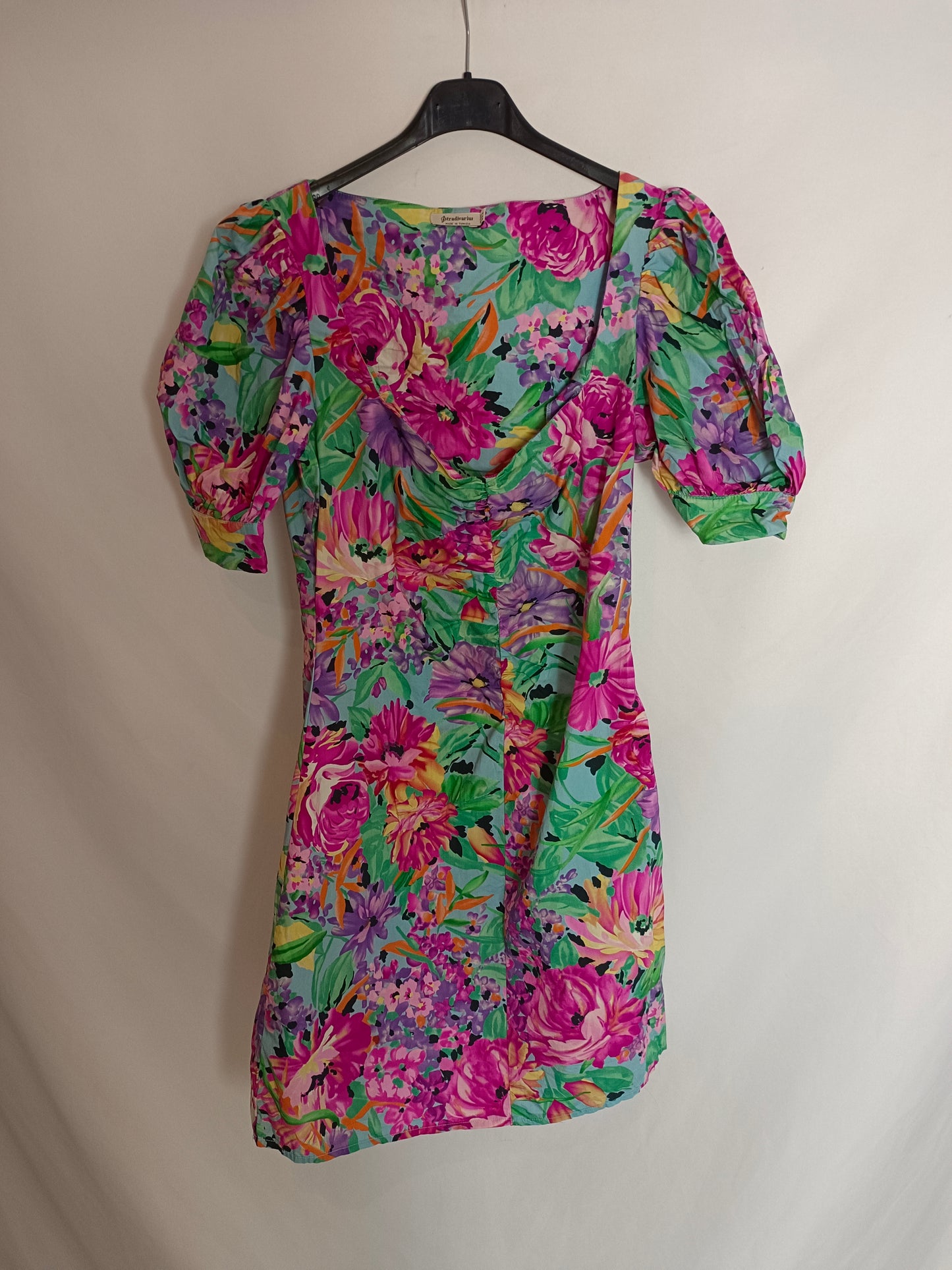 STRADIVARIUS. Vestido corto flores T.m