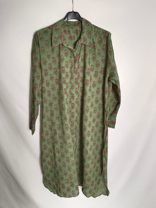 BUGANVILIA. Vestido camisero verde T.u(2XL)