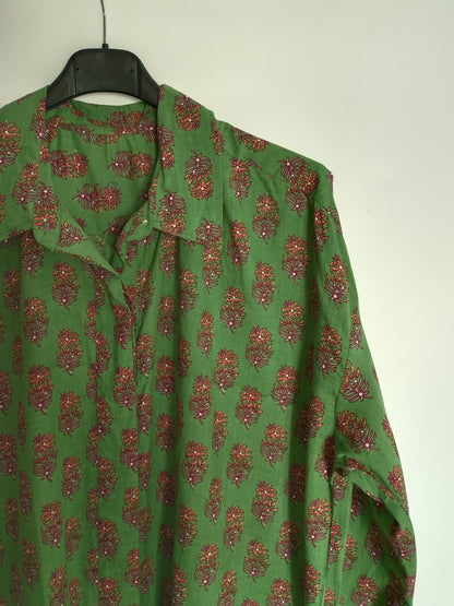 BUGANVILIA. Vestido camisero verde T.u(2XL)