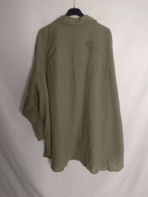 H&M. blusa verde lino T.3xl