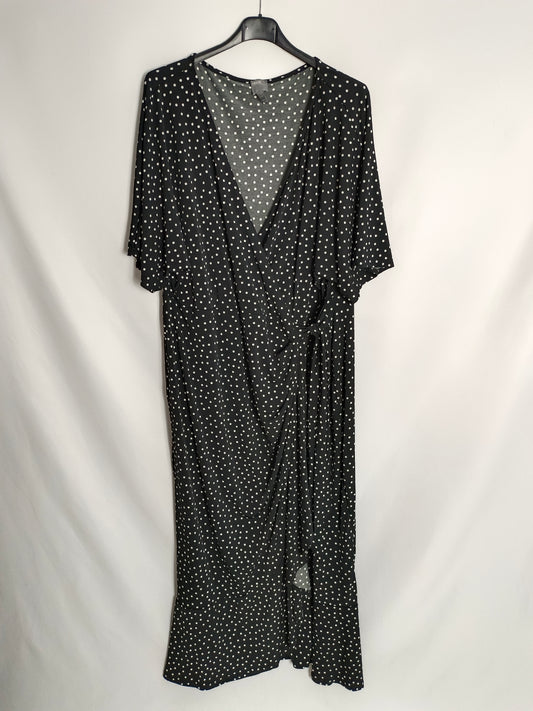 H&amp;M. Long black polka dot dress S.4xl