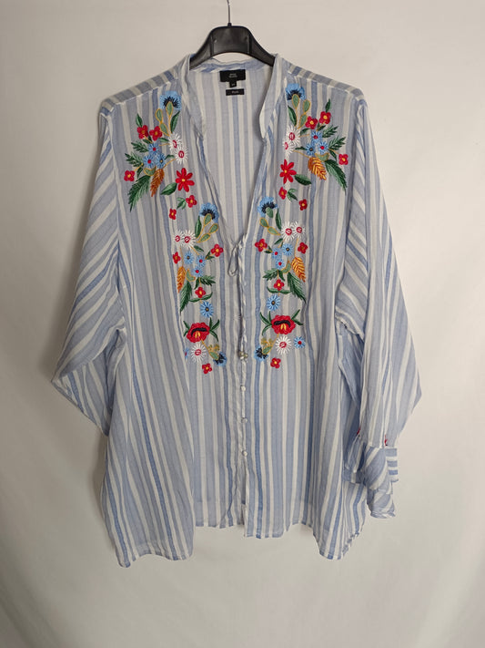 RIVER ISLAN. Embroidered striped blouse size 50