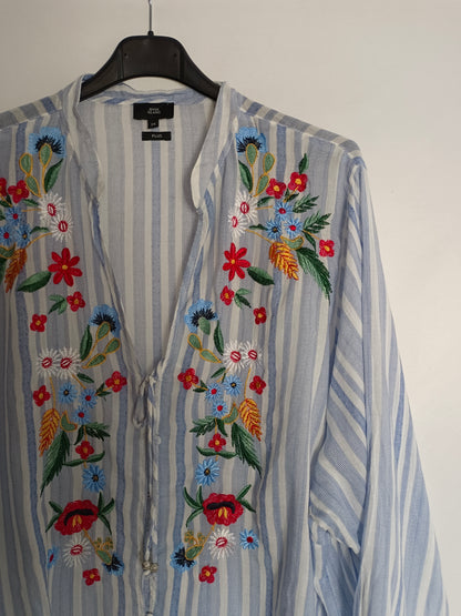 RIVER ISLAN. blusa rayas bordada T.50