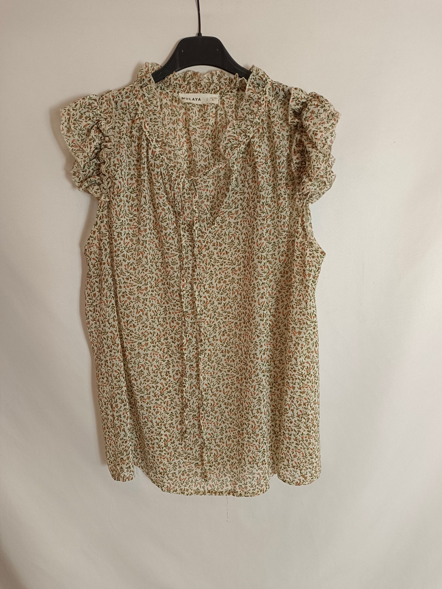 MULAYA. Beige floral blouse Tl