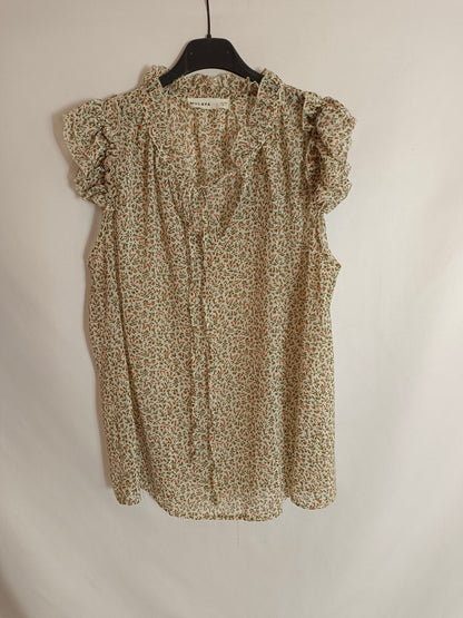 MULAYA. Beige floral blouse Tl