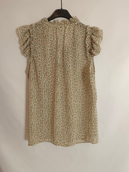 MULAYA. Beige floral blouse Tl