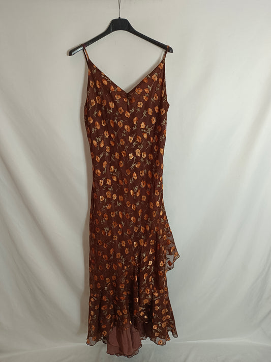 MARISA TELLECHEA. Brown floral dress, size 42
