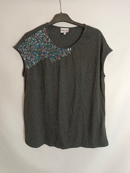 BIMBA Y LOLA. Grey sequin T-shirt TM