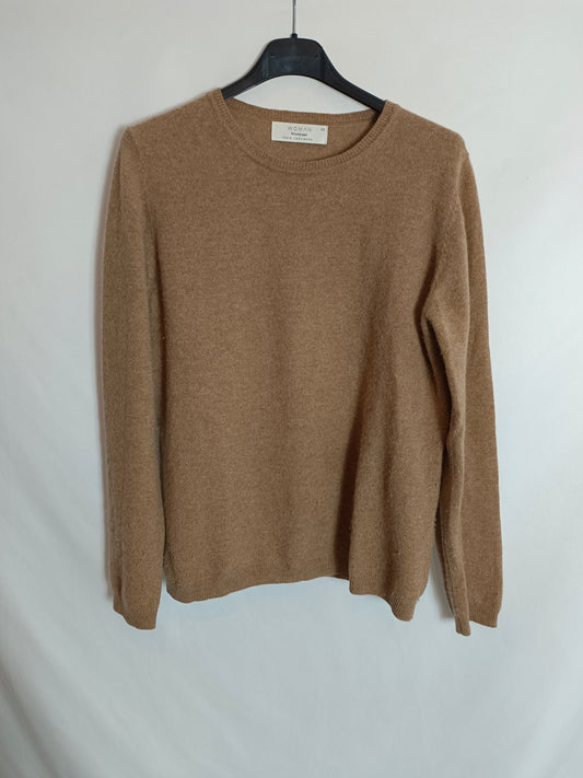 EL CORTE INGLÉS. Jersey beige cashmere T.40