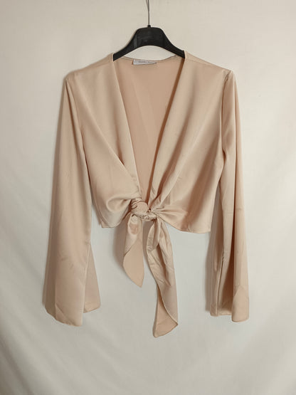 GLOW RIAS. Top beige satinado T.u(s)