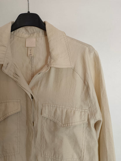 H&M. vestido midi beige T.36