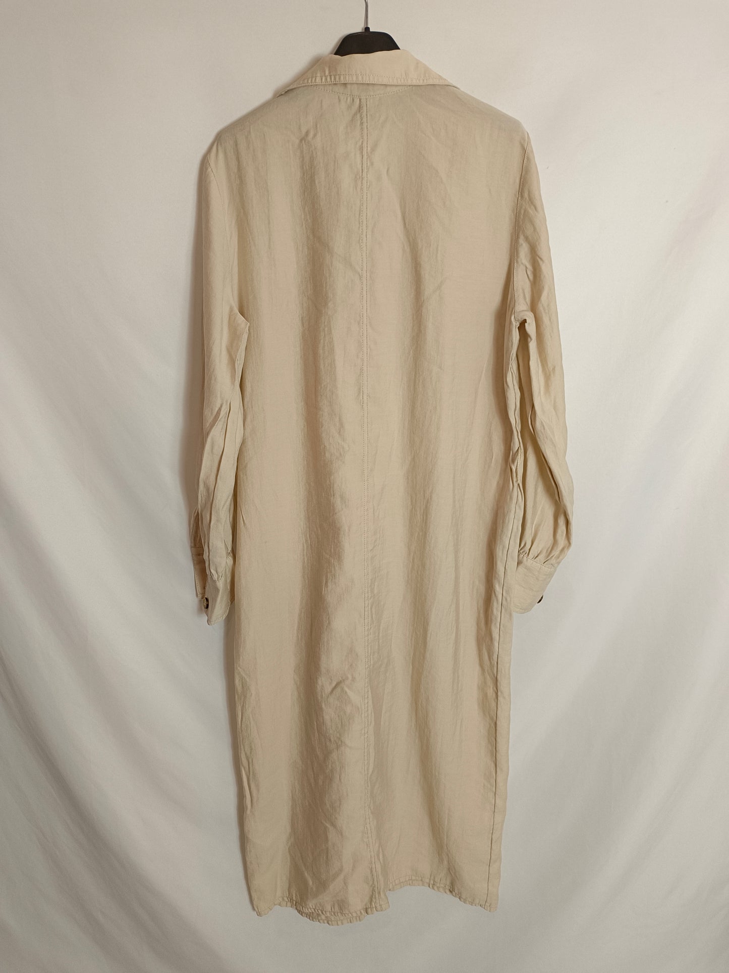 H&M. vestido midi beige T.36
