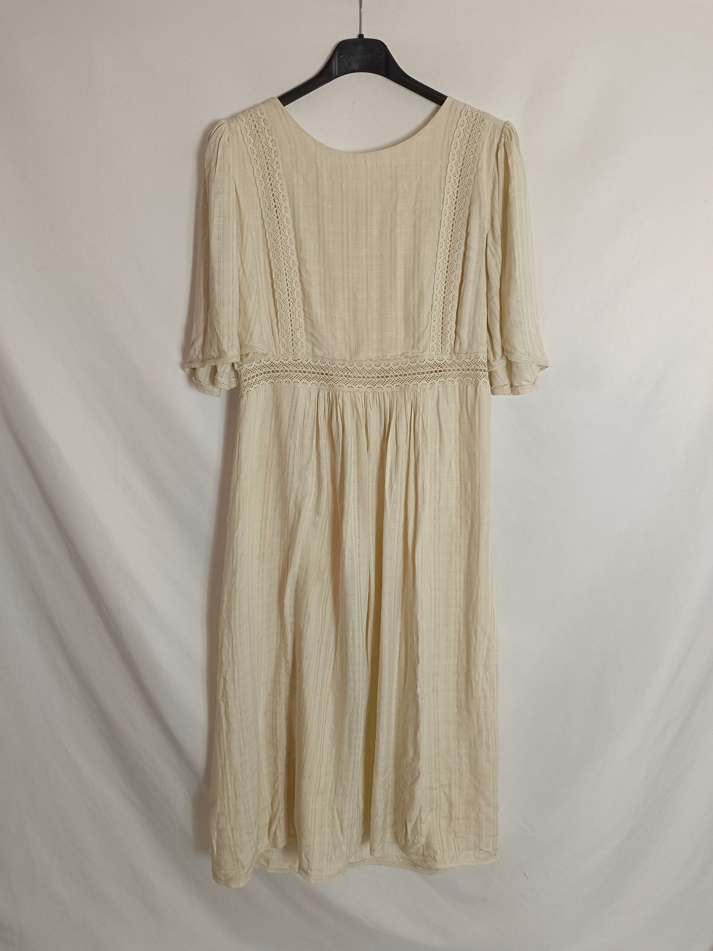 SEZANE. Vestido beige encaje T.36