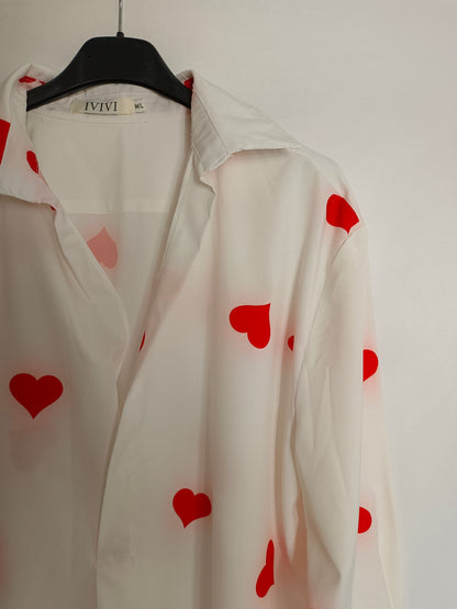 IVIVI. Blusa blanca corazones T.m/l