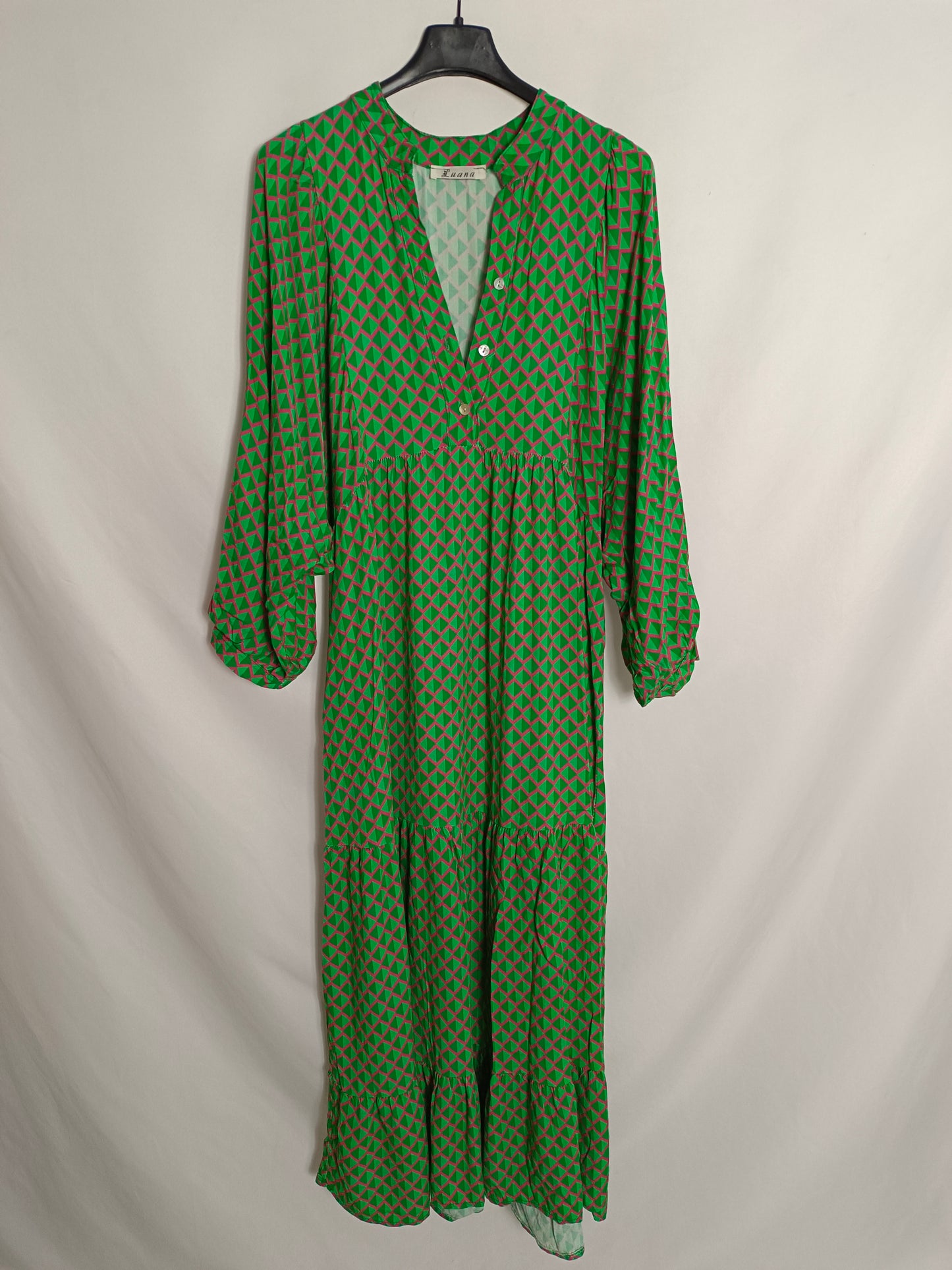 LUANA. Vestido largo verde estampado Tu(s/m)