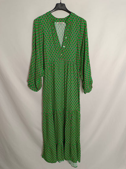LUANA. Vestido largo verde estampado Tu(s/m)