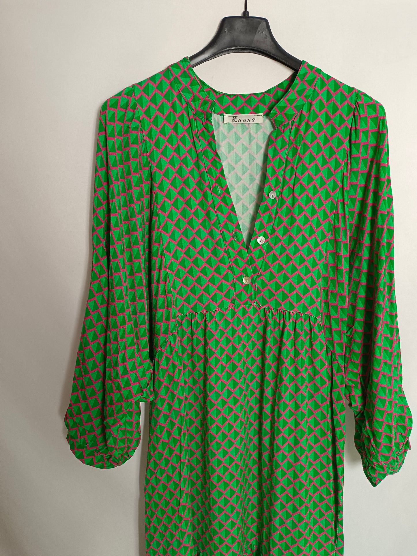 LUANA. Vestido largo verde estampado Tu(s/m)