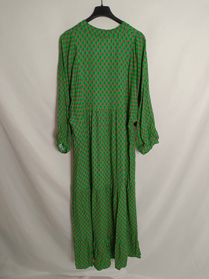 LUANA. Vestido largo verde estampado Tu(s/m)