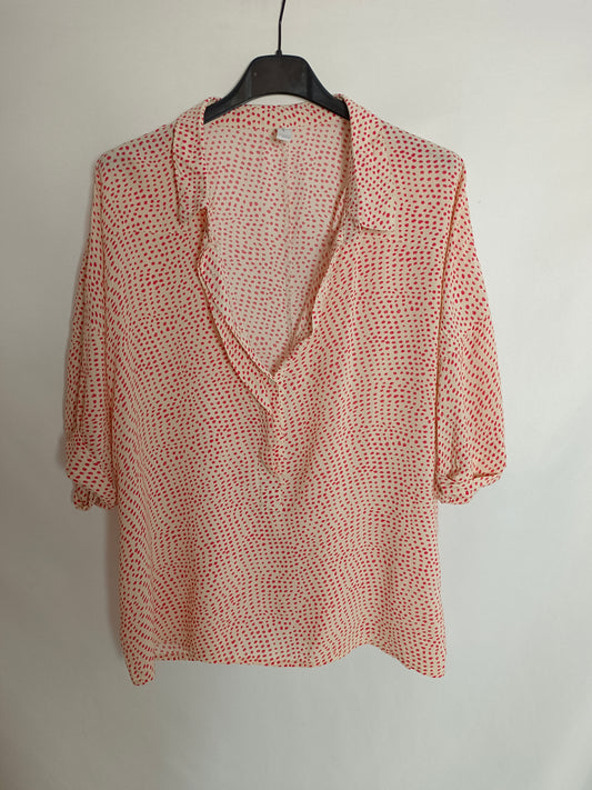 SEE FASHION. Tm beige polka dot blouse