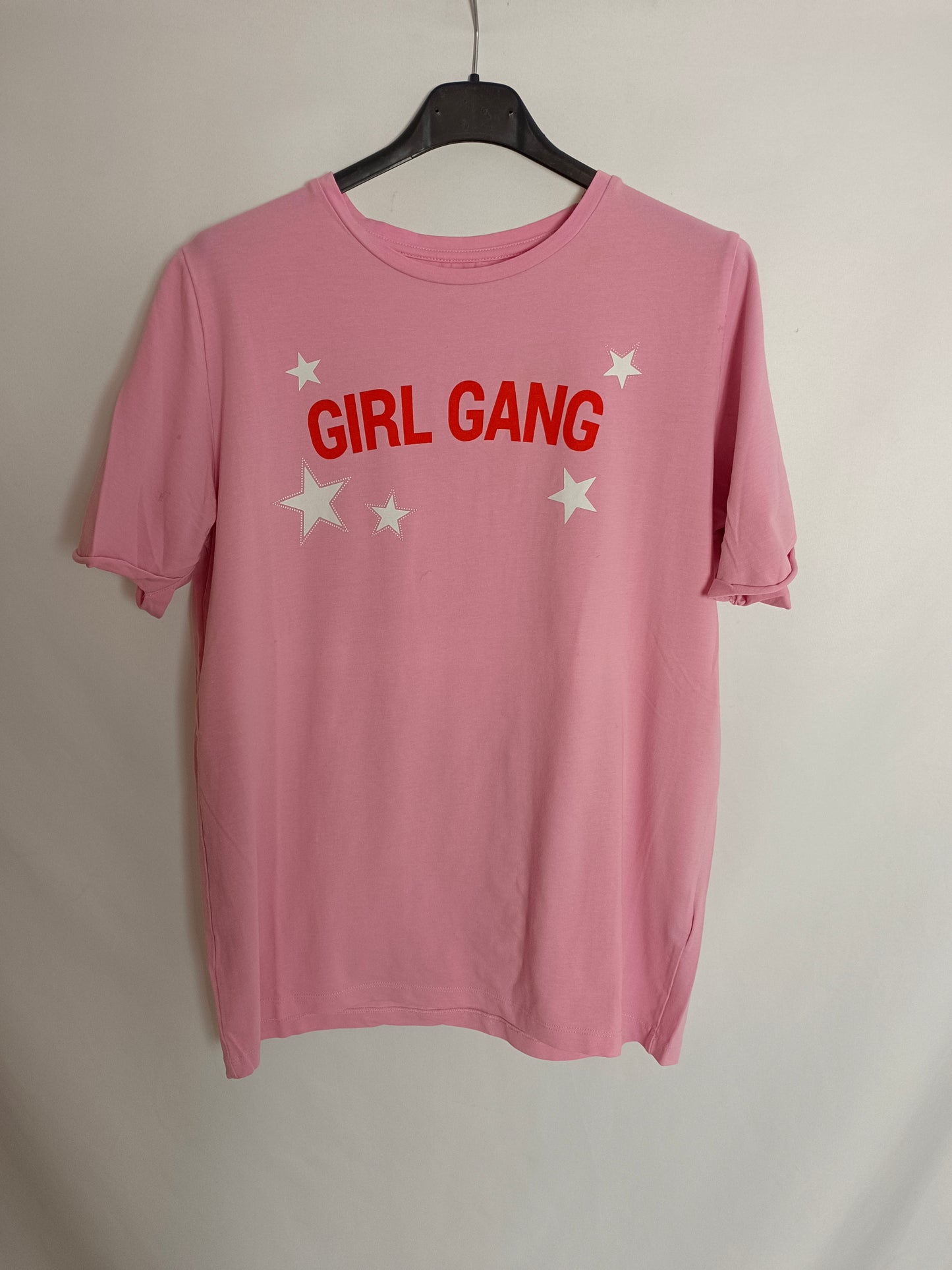 LOAVIES. Pink T-shirt with letters" Tu(l)