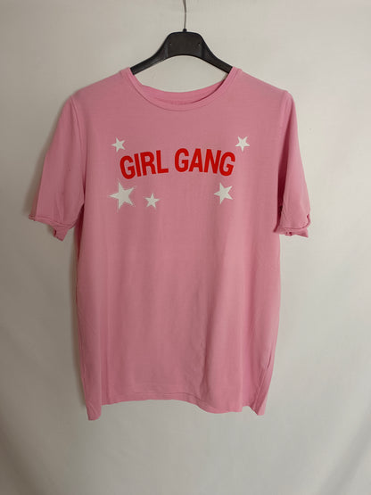 LOAVIES. Pink T-shirt with letters" Tu(l)