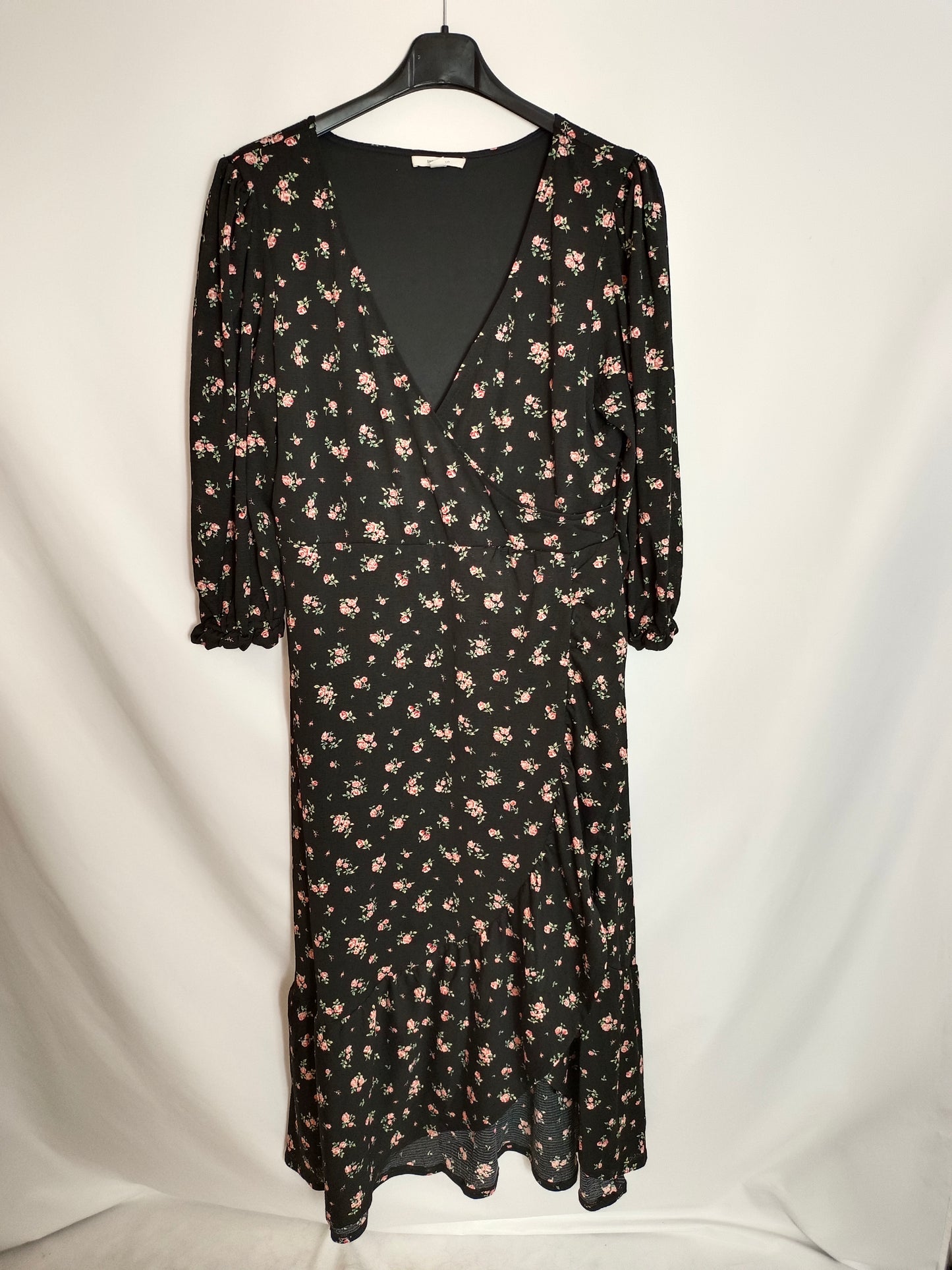 SPRINGFIELD. Vestido negro flores T.xl