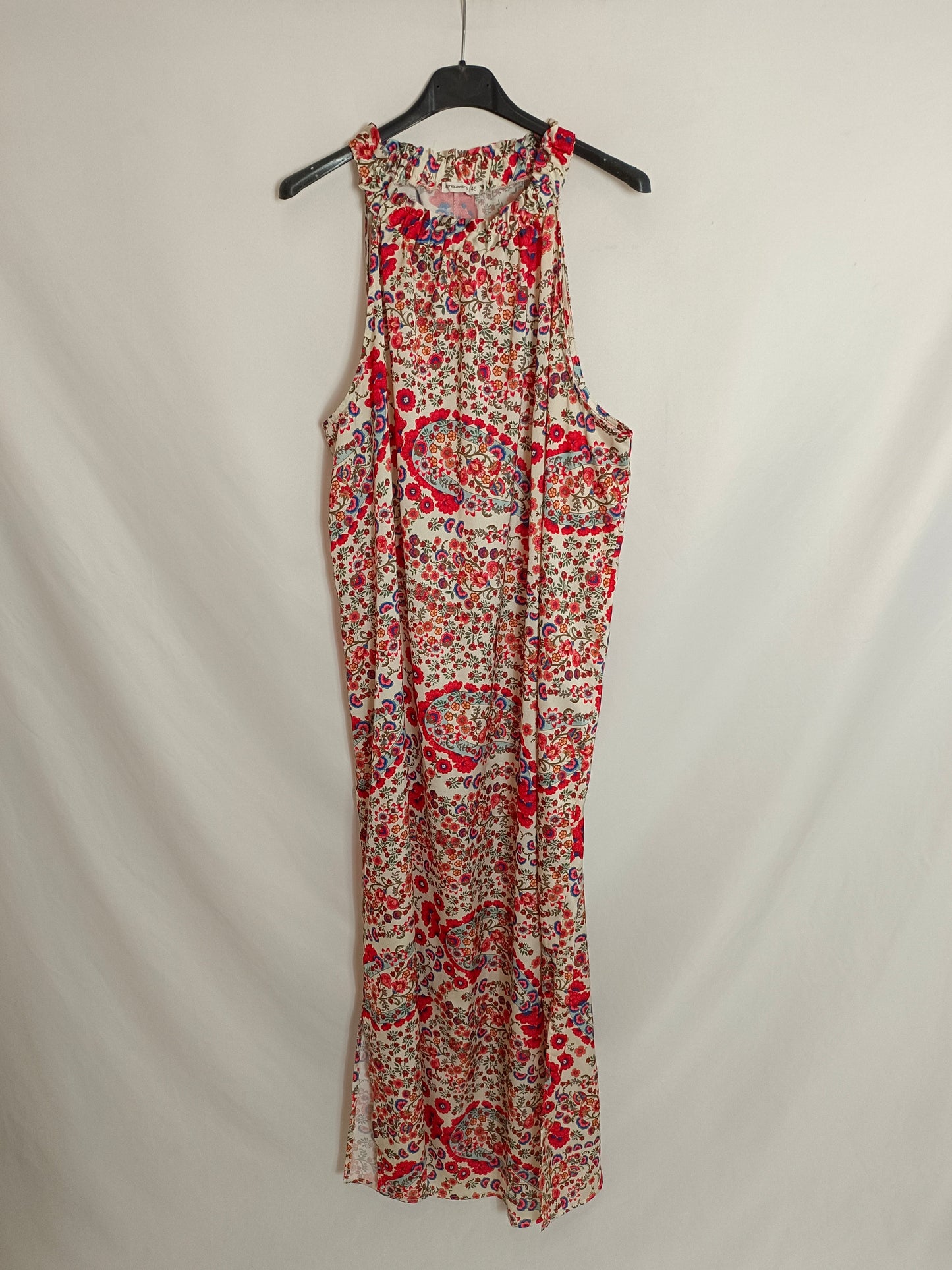 ENCUENTRO. Vestido beige flores T.L/XL