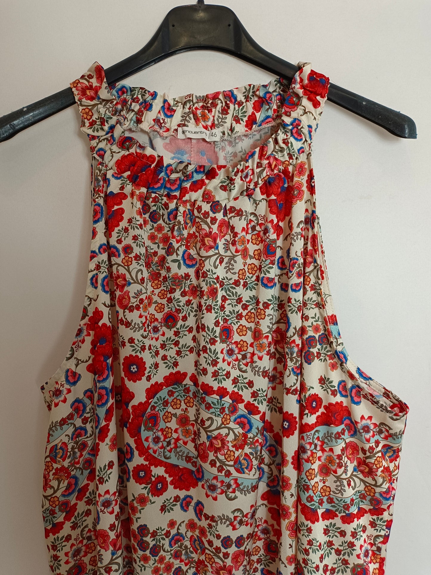 ENCUENTRO. Vestido beige flores T.L/XL