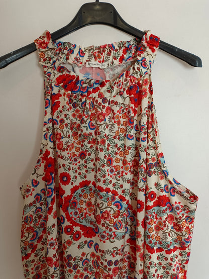 ENCUENTRO. Vestido beige flores T.L/XL